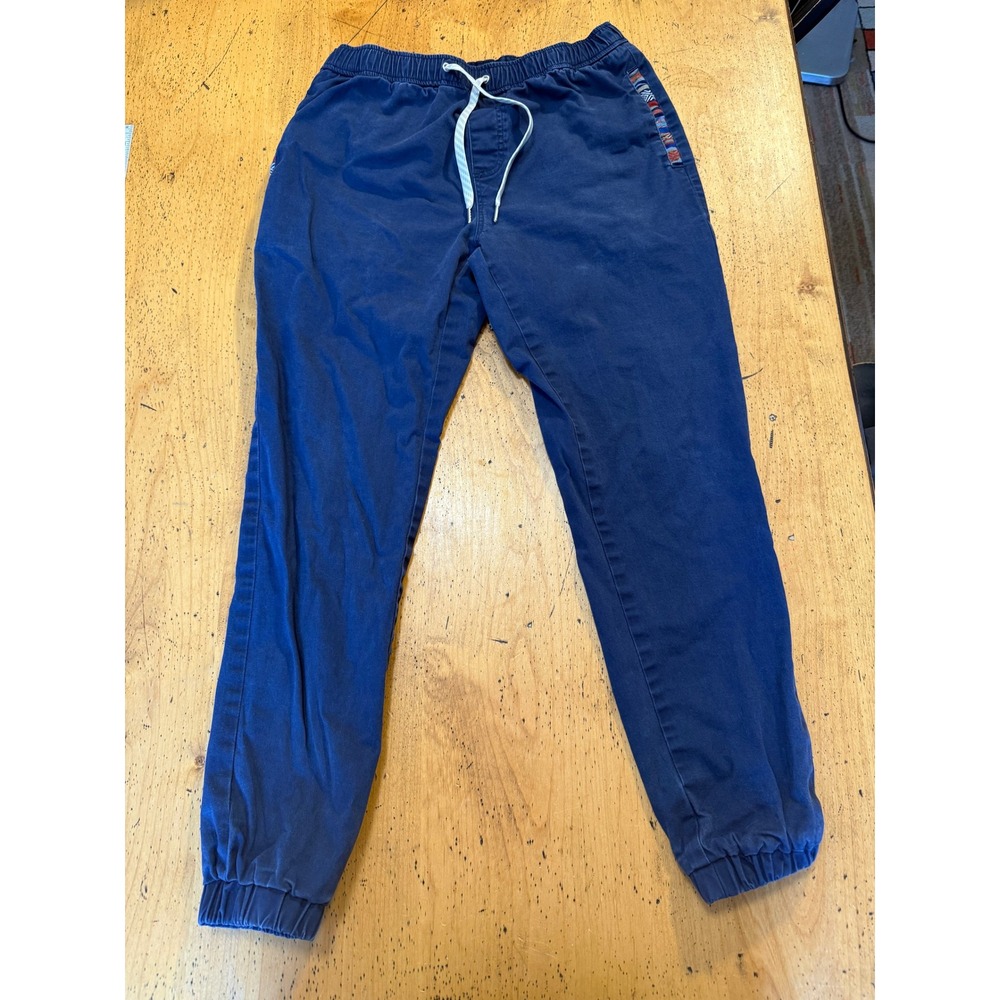 Wowie Gramps Size M Navy Blue Southwestern Trim Elastic Waist Jogger Pants Mens